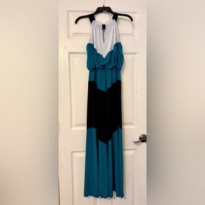 London Times Teal and Black Maxi Dress
